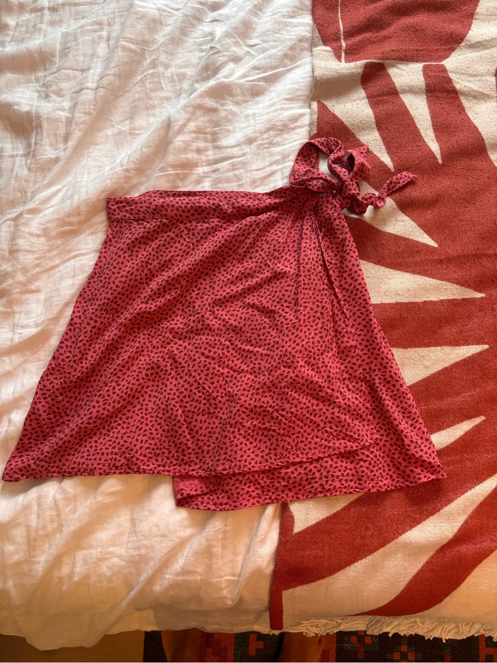 bp Red Asymmetrical Tie-Waist Skirt